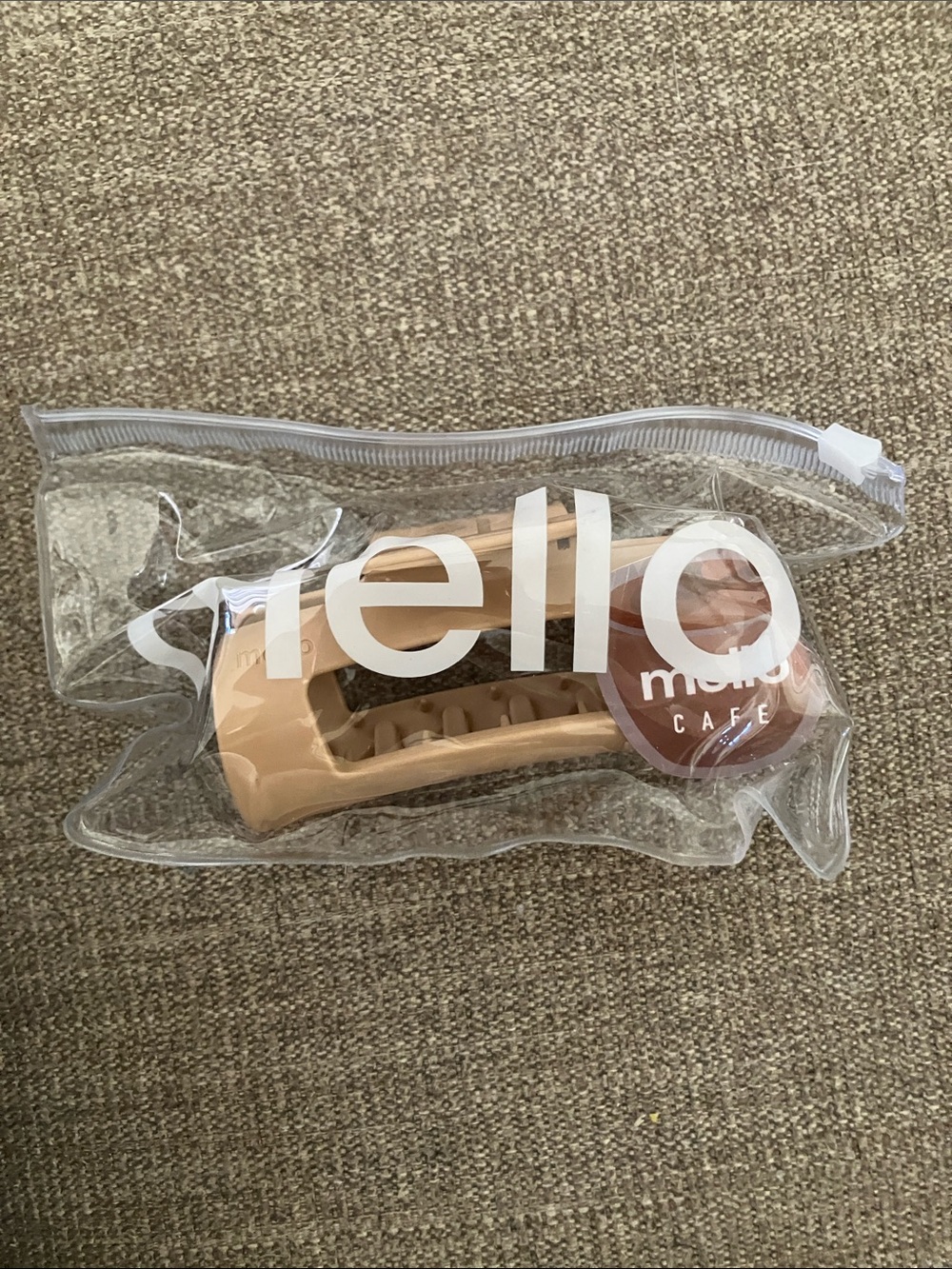Neutral Beige Hair Claw Clip with Clear Carry Pouch